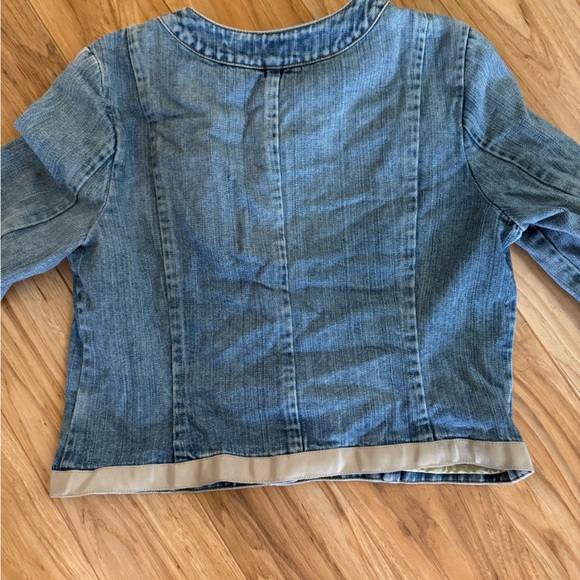 Tommy Hilfiger Denim Jacket SZ L Petite Designer Fashion Grosgrain Border - Picture 7 of 8